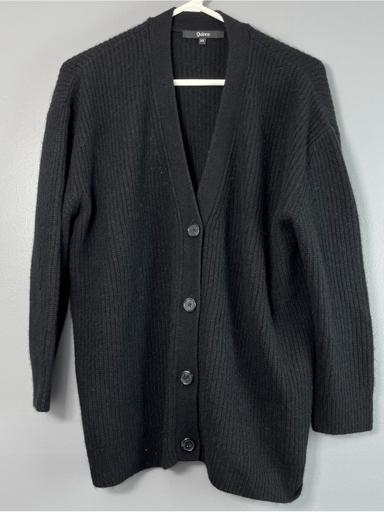 Quince Sweaters - Quince Women's 100% Mongolian Cashmere Oversized Boyfriend Button Cardigan black